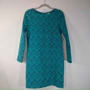 Everly Long Sleeve Geometric Ikat Print Shift Dress